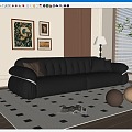 French Style Multi-Person Sofa Leather Sofa Picture Floor Lamp 3d model