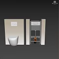 Modern White Wall Hung Toilet With Hidden Cistern And Control Panel