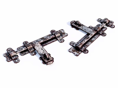 Rustic Vintage Iron Hinges With Distressed Finish For Furniture Restoration Projects 3d model
