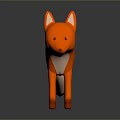 3D Designed Game Movie Character Orange Fox Standing On Dark Background With Reflection