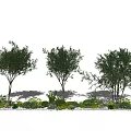 Multiple Arbor Trees With Lush Foliage Green Grass And Natural Shadows 3d model
