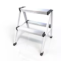 Silver Metal Folding Step Ladder With Two Steps And Anti slip Design For Household Use