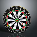 Classic Dartboard With Red Green Black White Numbered Sections And Darts