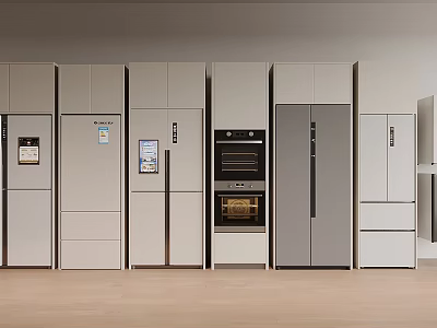 Stylish Modern Kitchen Cabinets With Refrigerator Oven And Storage Units 3d model