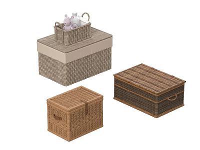 Woven Storage Boxes With Different Sizes And Lid Design For Home Organization 3d model