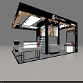Specialty Store Booth With Modern Display Counters Products And Brand Logos