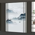 New Chinese background wall background wall partition screen 3d model