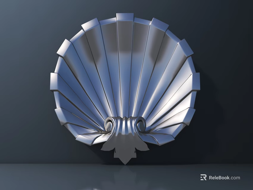 Shiny Silver Scallop Shaped Metal Commercial Equipment Decorative Component Design 3d model 