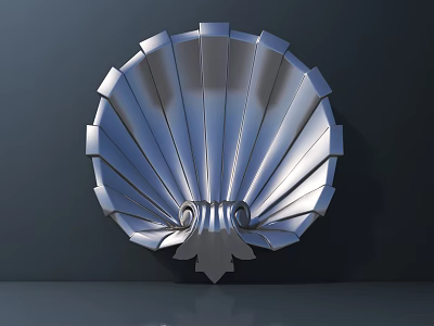 Shiny Silver Scallop Shaped Metal Commercial Equipment Decorative Component Design 3d model