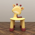 Giraffe Shaped Yellow Children's Chair With Red Ears And Feet For Kids