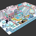 Colorful Kids Playground With Slide Carousel And Interactive Play Areas