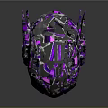 Abstract Purple Silver Crystal Sculpture With Geometric Facets And Sharp Edges
