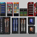 Various Commercial Beverage Display Refrigerators With Glass Doors And Branded Drinks
