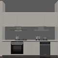 Modern Kitchen Interior With Oven Dishwasher Range Hood And White Cabinets
