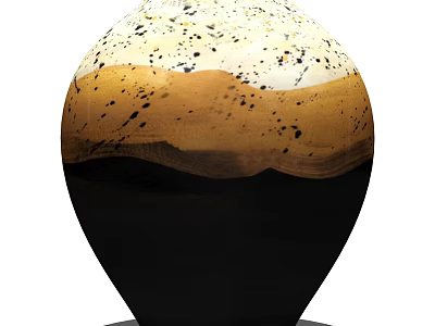 Elegant Ceramic Vase with Splatter Pattern and Wavy Layered Design in Earthy Tones 3d model