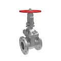 Silver Industrial Gate Valve With Red Handwheel And Flange Connection