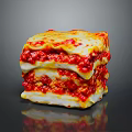 Layered Decorative Household Item Featuring Red And White Lasagna Like Design