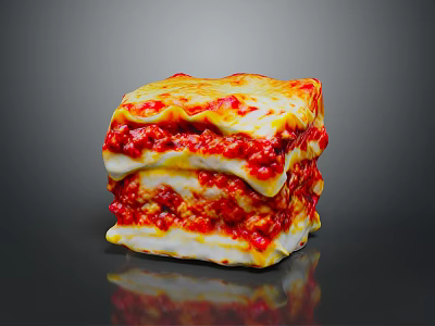 Layered Decorative Household Item Featuring Red And White Lasagna Like Design 3d model