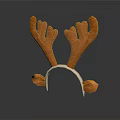 Orange Reindeer Antler Headband With White Band And Small Orange Ears Design