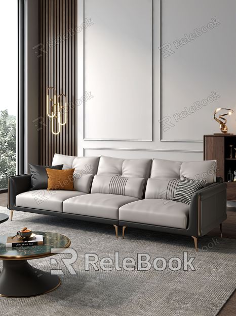 Light Luxury Three-Seat Sofa Casual Minimalist Sofa Coffee Table Combination model