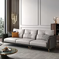 Light Luxury Three-Seat Sofa Casual Minimalist Sofa Coffee Table Combination 3d model