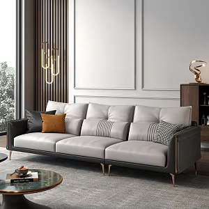 Light Luxury Three-Seat Sofa Casual Minimalist Sofa Coffee Table Combination 3d model