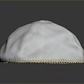 Lightweight White Dome Shaped Daily Use Hat With Braided Edge Design 3d model