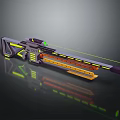 Futuristic Sniper Rifle With Scope Laser Sight And Purple Yellow Accents