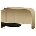 Modern Gold Cabinet With Arched Top And Black Curved Legs Design