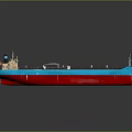 Large Cargo Ship With Blue Red Hull And Deck Structure 3d model