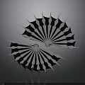 Modern Fan Shaped Decorative Household Item With Black And White Metallic Structure