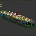 Aircraft Carrier Model with Airplanes on Yellow Deck and Gray Hull Details