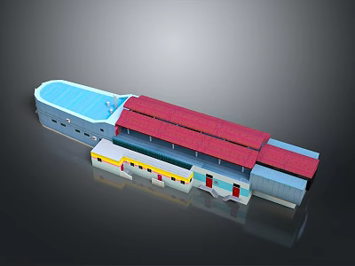 Modern Entryway Cabinet And Side Cabinet With Red Top Blue Panels Yellow White Design 3d model
