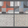 Square Rugs with Various Geometric Patterns Colorful Dots and Black Dot Designs 3d model