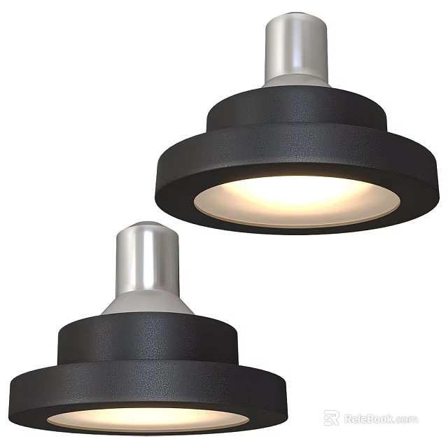 Modern Black Minimalist Pendant Lights With Silver Top And Illuminated Design 3d model 
