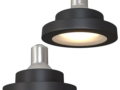 Modern Black Minimalist Pendant Lights With Silver Top And Illuminated Design 3d model