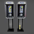 Vintage Public Phone Booths With Yellow Handset And Phone Sign