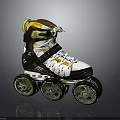 Stylish Inline Skates White Black And Gold Multi Wheel Design For Sports Activities