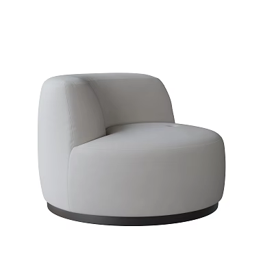 Modern Round Single Sofa With Light Gray Fabric And Dark Base 3d model