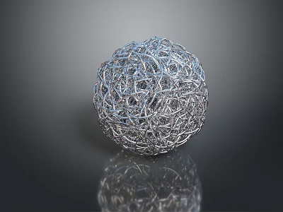 Intricate Wire Wrapped Sphere Weapon Featuring Complex Interwoven Structure And Smooth Surface Reflection 3d model