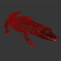 Realistic 3D Rendered Crocodile With Scaly Skin Lying On Dark Surface