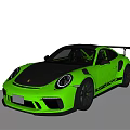 Green Sports Car With Black Roof Rear Spoiler And Sporty Design