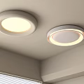 Two Modern Round Ceiling Lights with Soft Glow and Sleek Design 3d model