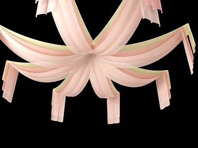 Elegant Star Shaped Ceiling Drapery With Pastel Pink And Light Green Flowing Fabric 3d model