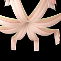 Elegant Star Shaped Ceiling Drapery With Pastel Pink And Light Green Flowing Fabric