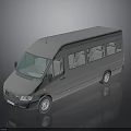 Modern Gray Passenger Van Exterior With Multiple Side Windows 3D Render