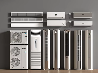 Various Types of Air Conditioners and Fans with Sleek Modern Designs 3d model