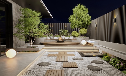 Modern Courtyard Garden 3d model