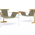 Modern Minimalist Leisure Lounge Chairs With Wooden Armrests Metal Frame And Fabric Seat
