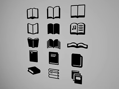 Creative Book Silhouette Wall Decor With Various Open Closed And Stacked Book Shapes 3d model